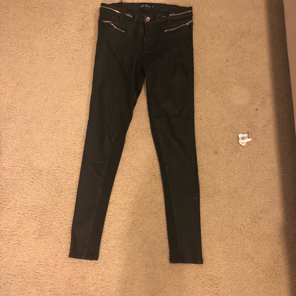 Black stretchy coated jeans
